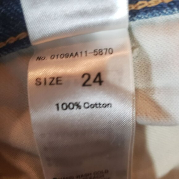 Moussy Cropped Flare Blue Light Wash Cropped Straight Leg Raw Hem Jeans 24 - Picture 7 of 12